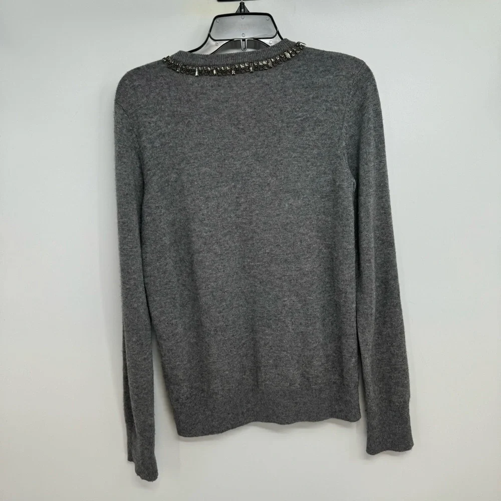Equipment Femme Sweater Women’s M Gray Pullover Embellished Neck - Picture 6 of 13